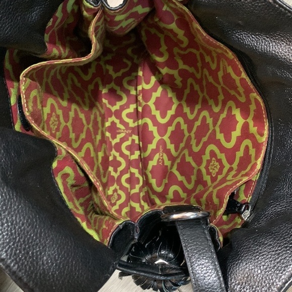 OrYANY Black Leather Large Many Pockets Crossbody Handbag Two Tassels - Picture 12 of 16